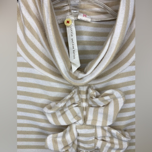 Little Yellow Button Taupe and White turtleneck - Picture 3 of 6